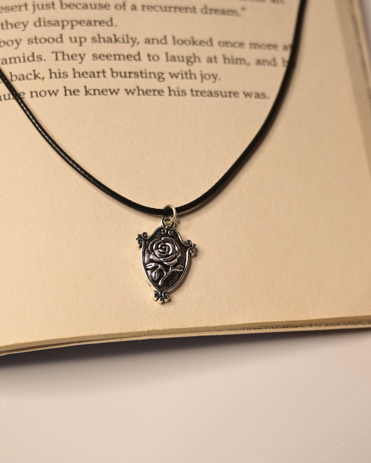 Rose Leather Cord Necklace