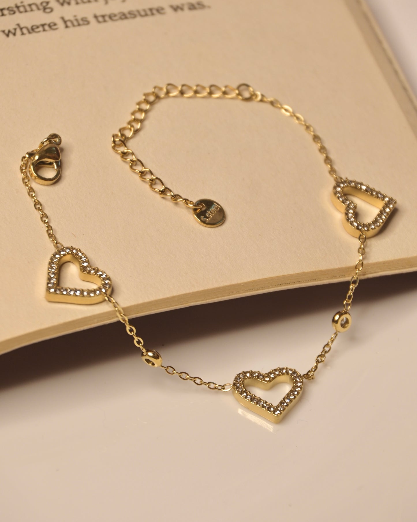 Triple Heart Studded Anti Tarnish Bracelet