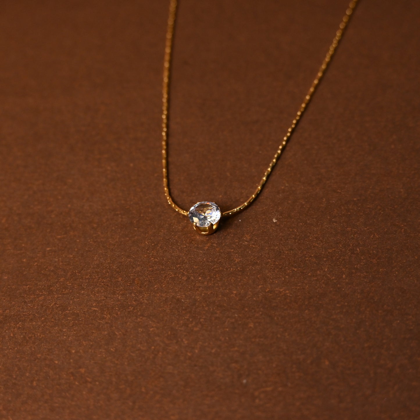 Small Single Stone Anti Tarnish Necklace
