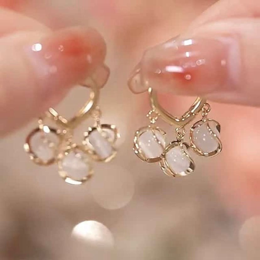 3 Pearl Cute Korean Hoops