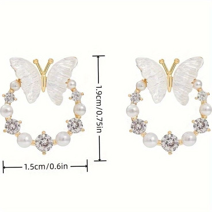 Butterfly Decor Round Stud