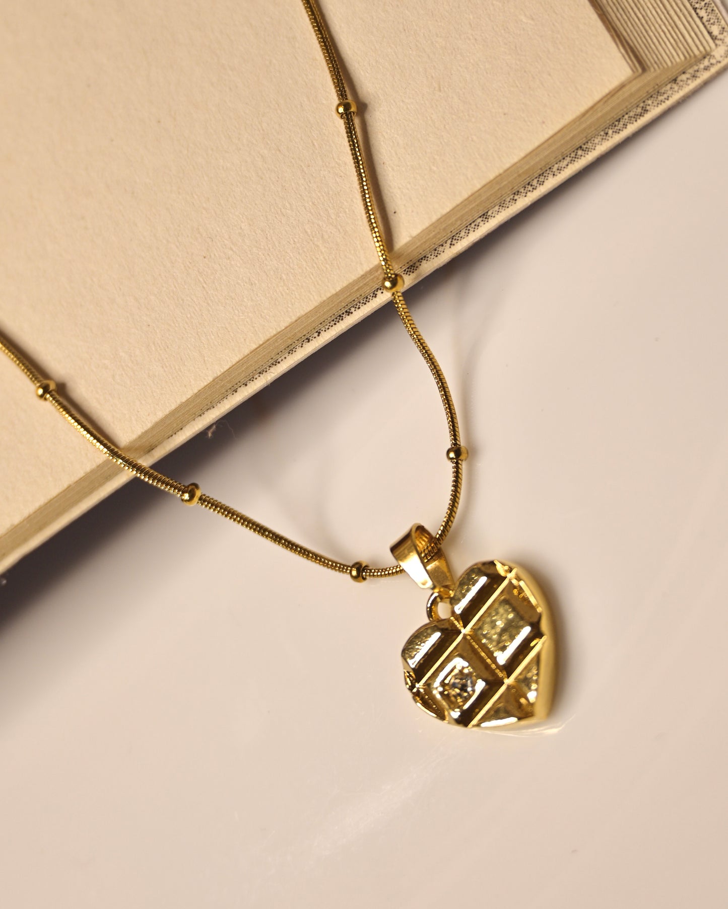 Textured Heart Anti Tarnish Necklace