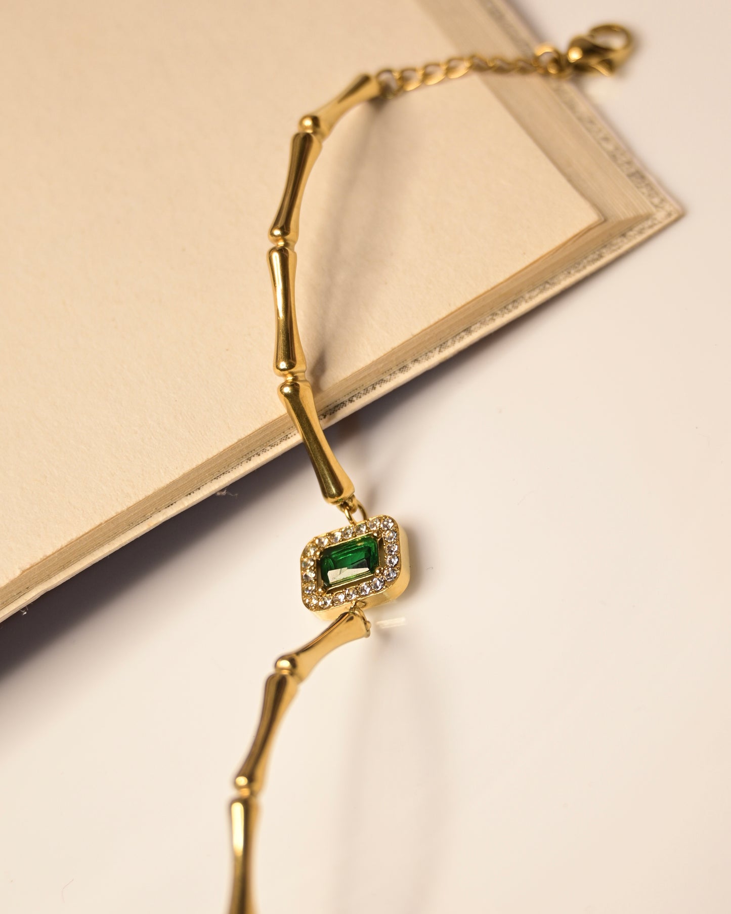 Bamboo Green Stone Bracelet
