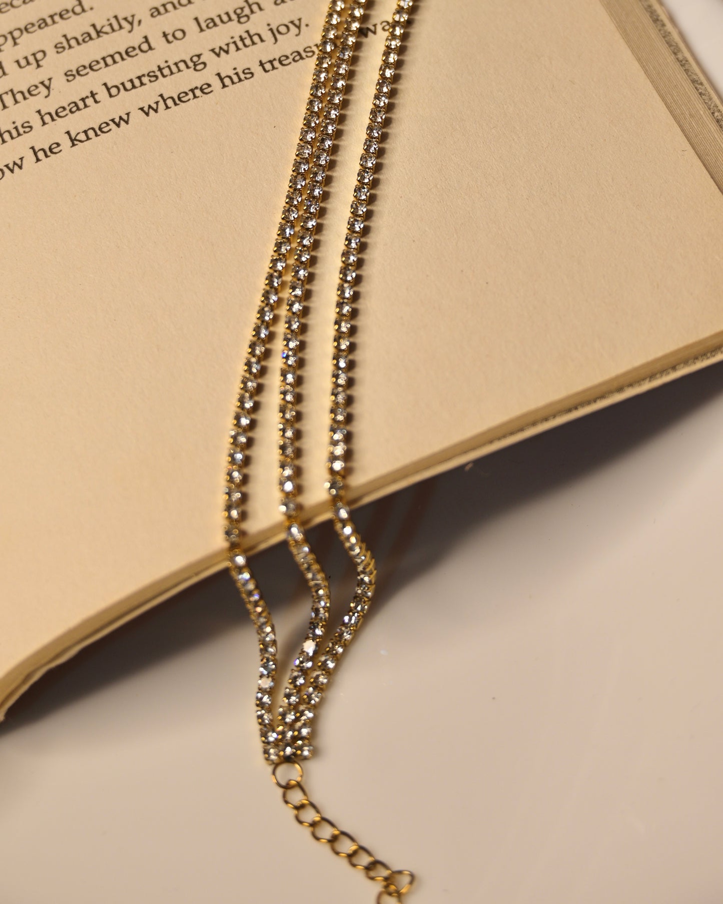 Triple Line Studded Anti Tarnish Necklace