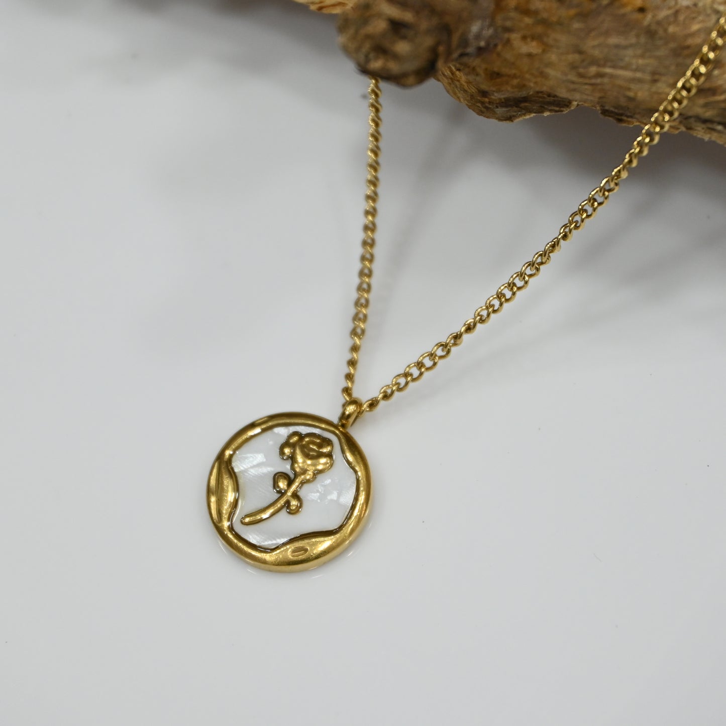 Anti Tarnish Round Rose Necklace