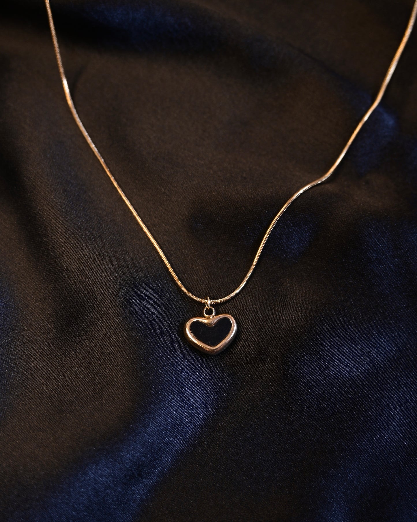 Small Black Heart Anti Tarnish Necklace