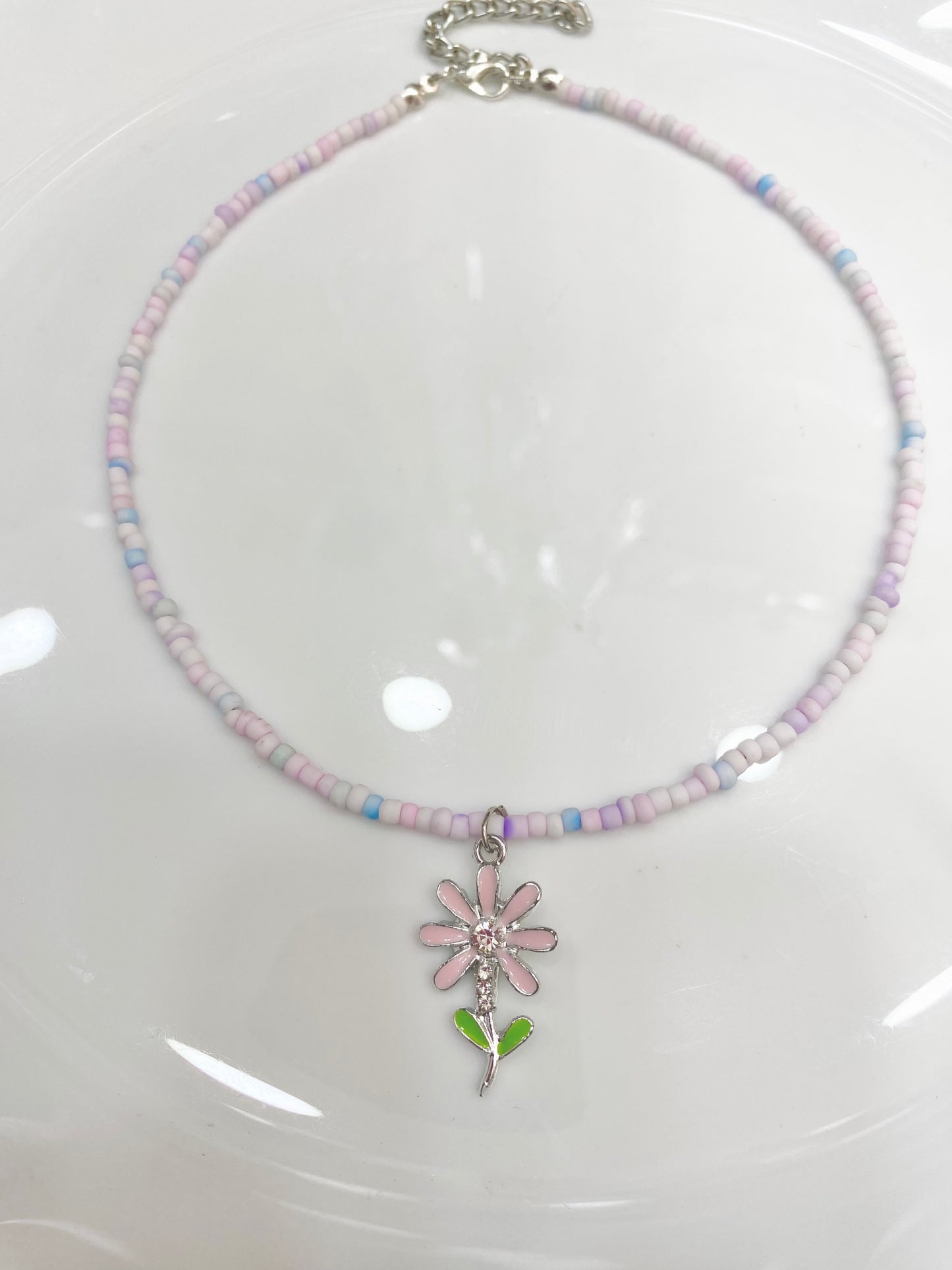Pastel beads Flowers Necklace