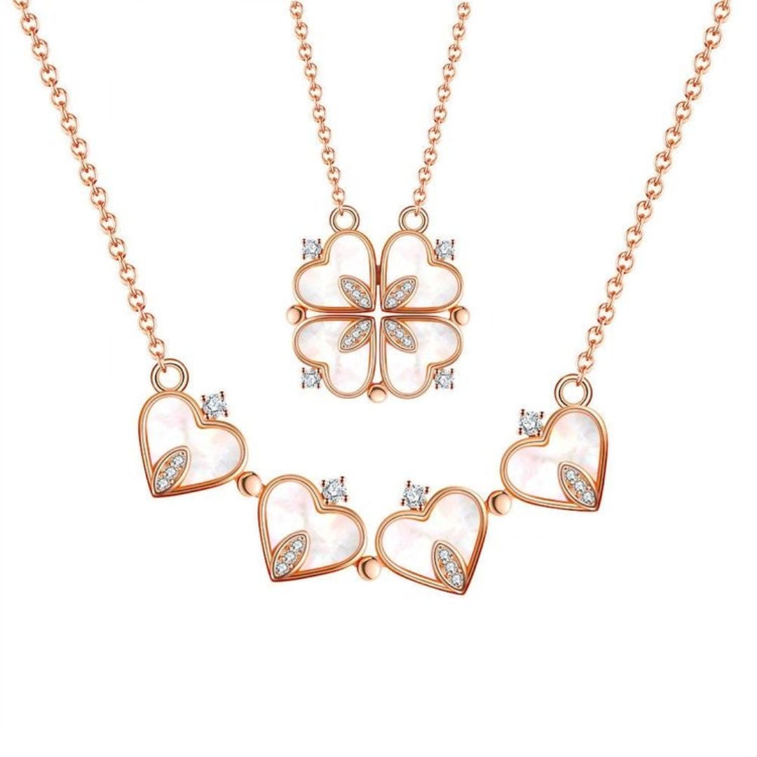 Mother of Pearl 4 Heart Magnetic Necklace