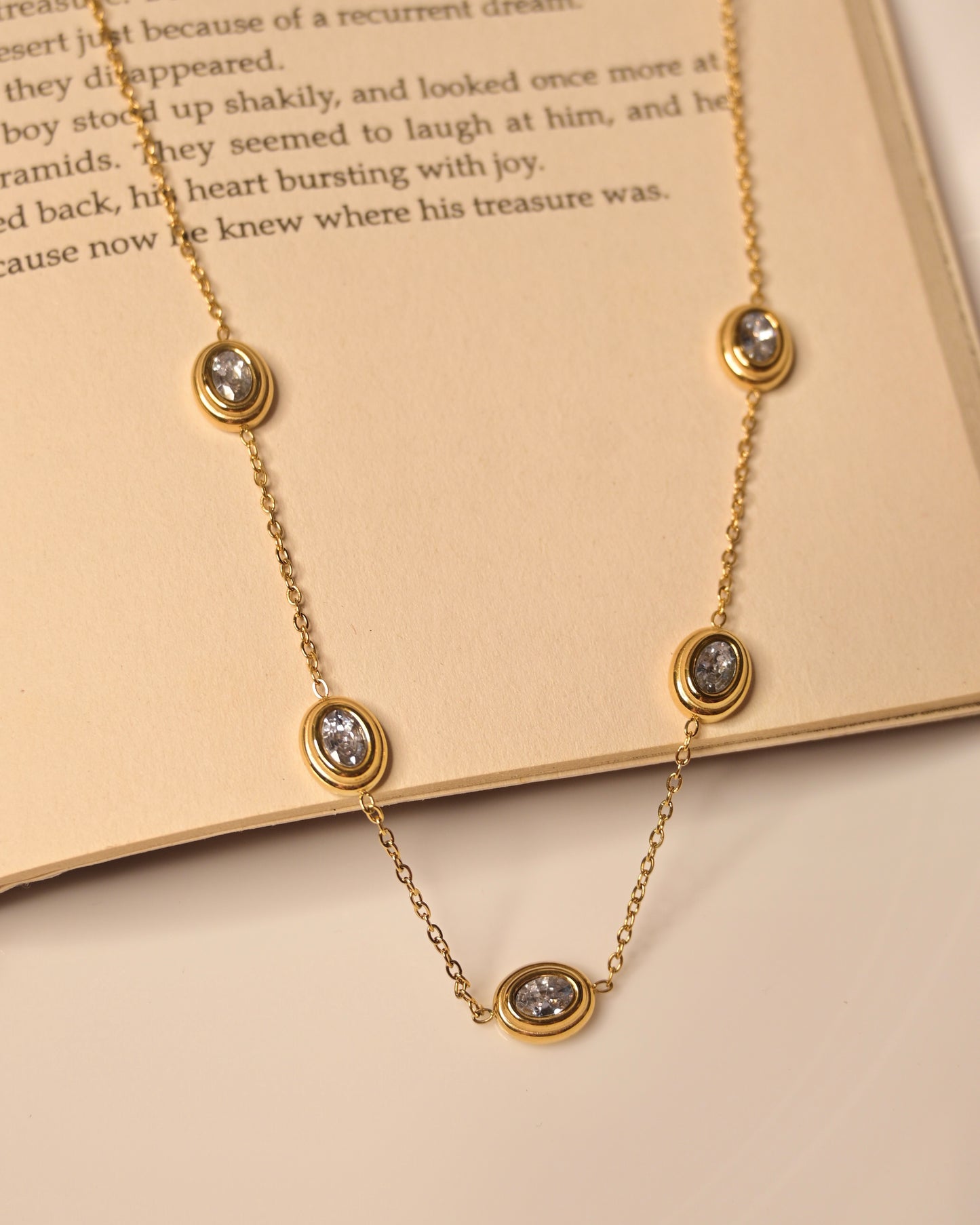 Multi White Stone Anti Tarnish Necklace