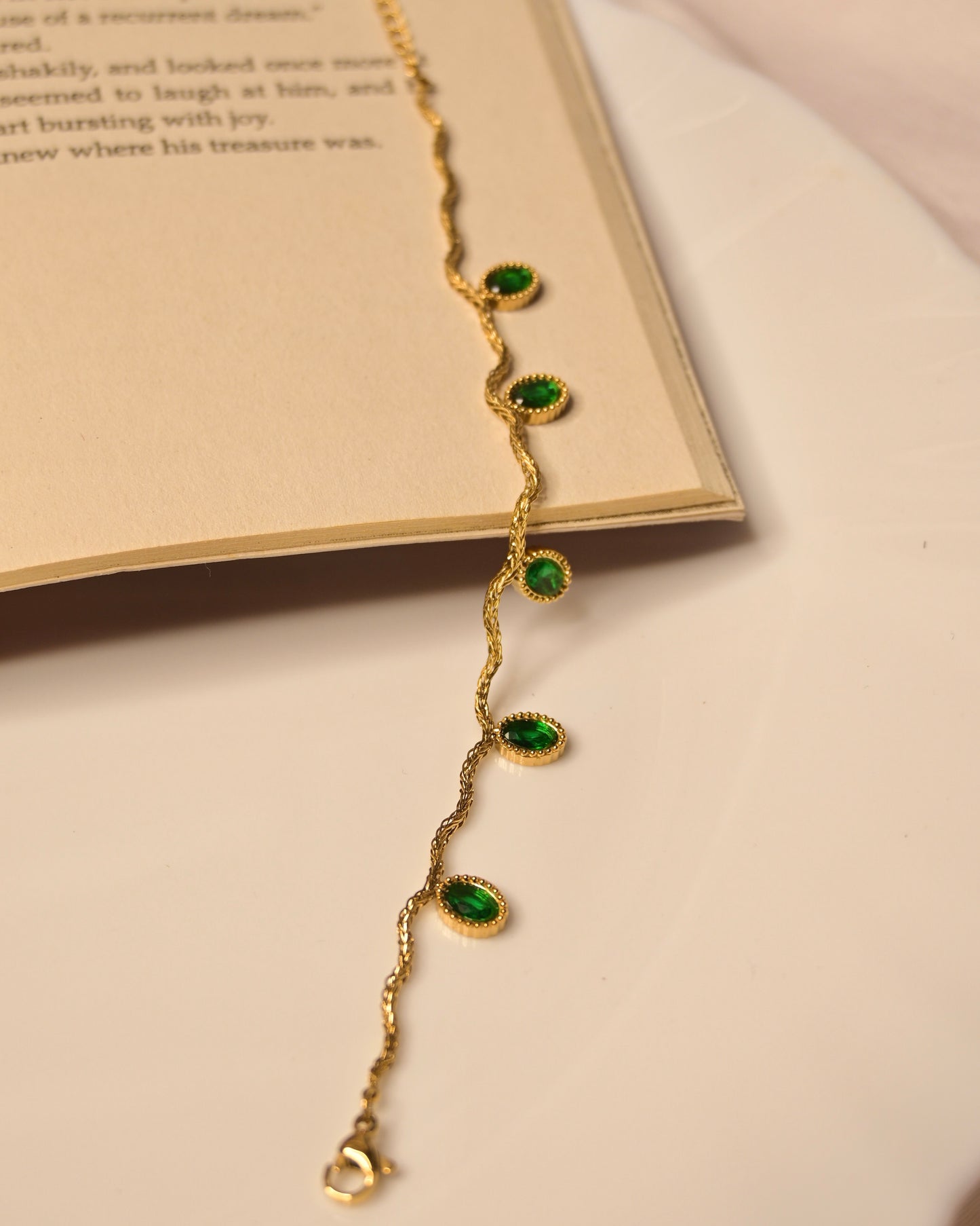 Green Drop Stone Anti Tarnish Bracelet