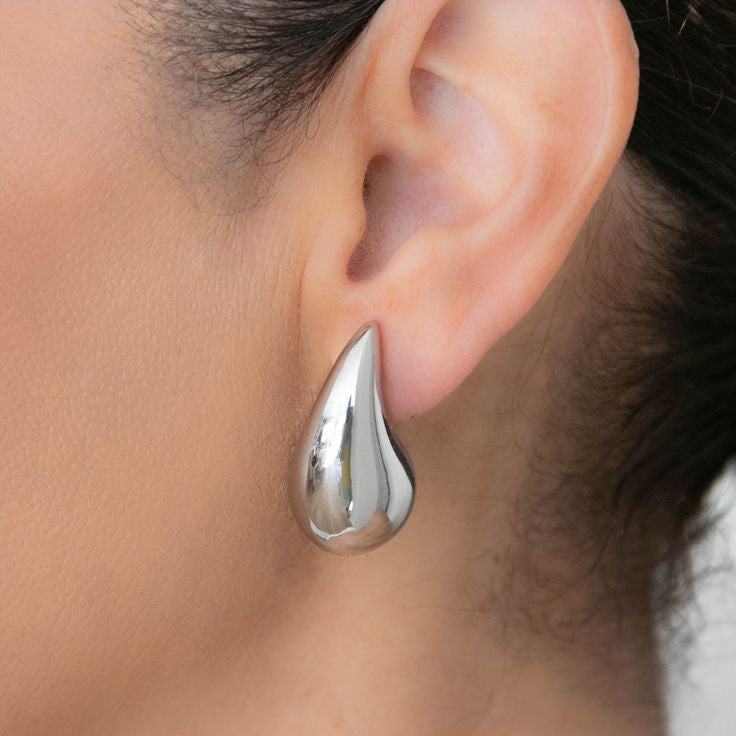 Silver Colour Tear Drop Earrings