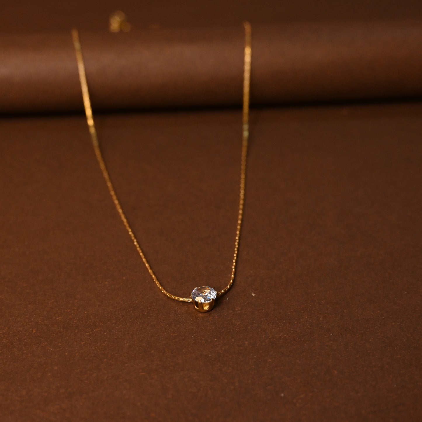 Small Single Stone Anti Tarnish Necklace