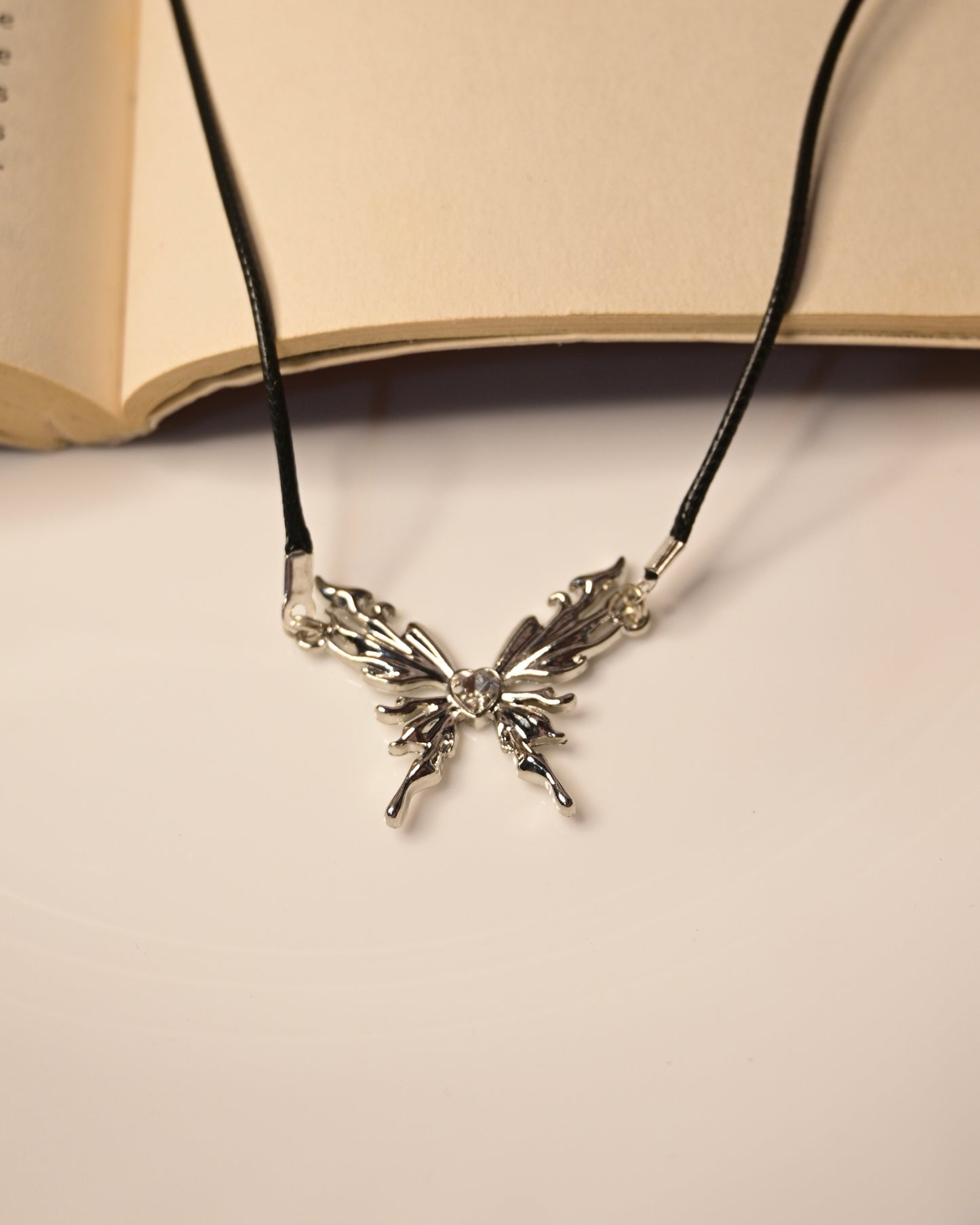 Butterfly Leather Cord Necklace
