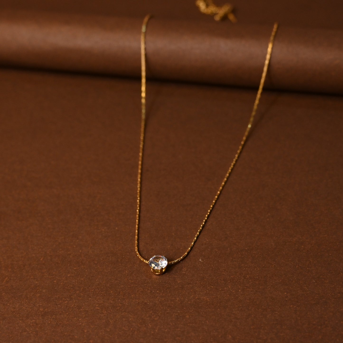 Small Single Stone Anti Tarnish Necklace