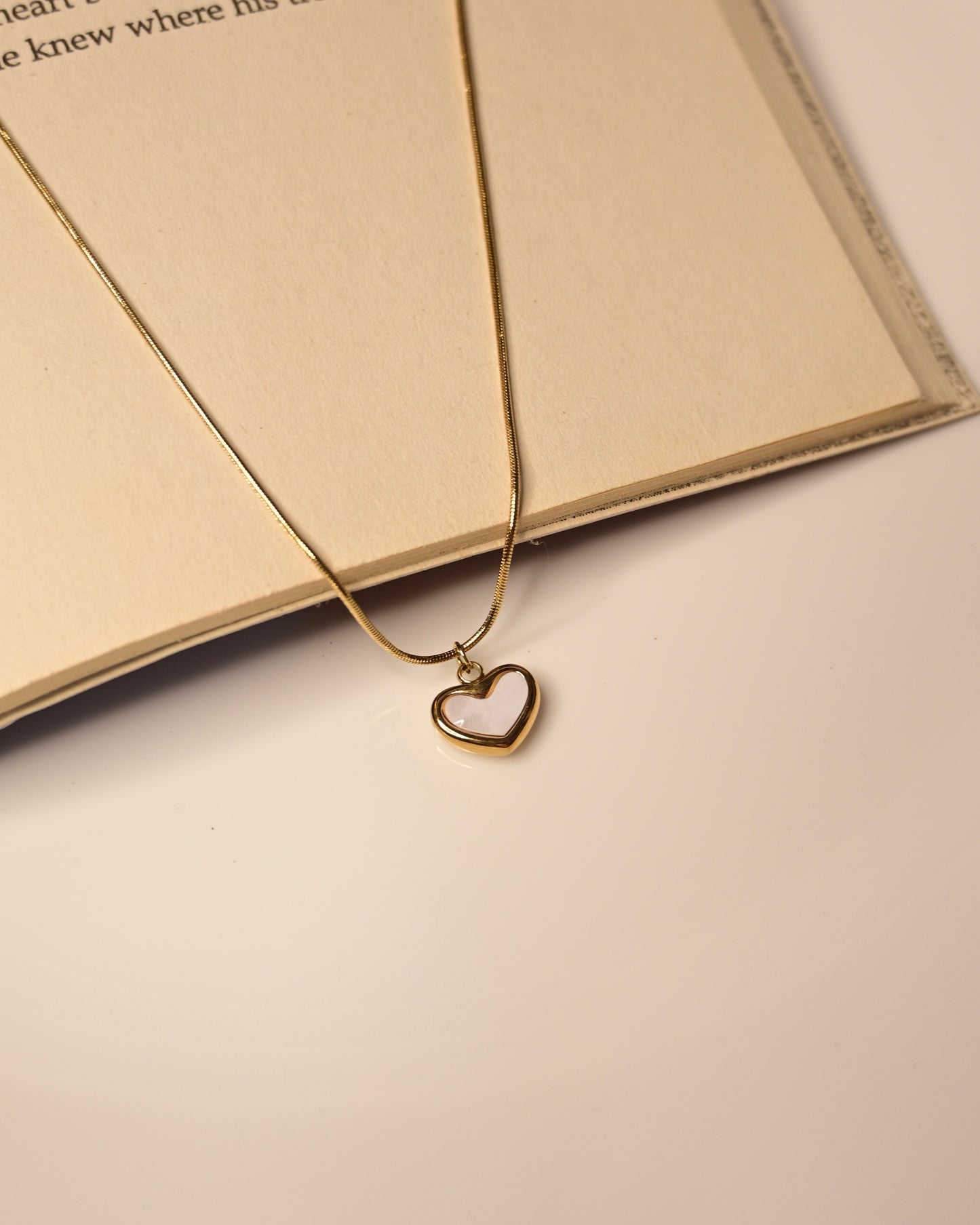 White MOP Heart Anti Tarnish Necklace