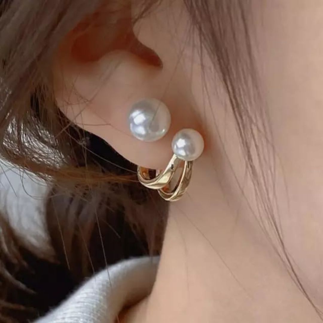 Korean Double Pearl Stud Earrings