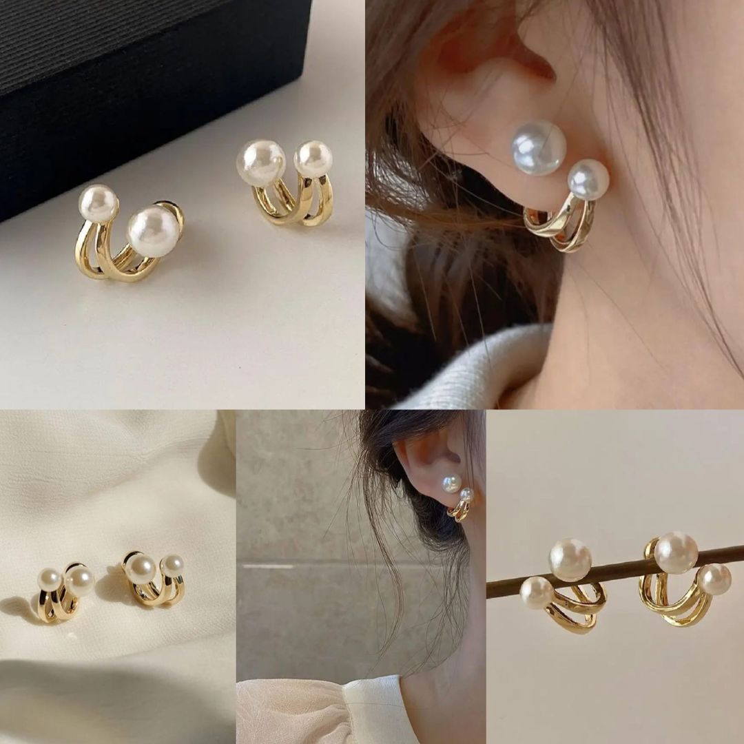 Korean Double Pearl Stud Earrings