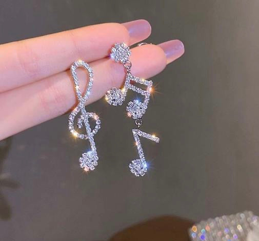 Rhinestone Music Earrings