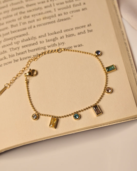 Multi Colour Stone Anti Tarnish Bracelet