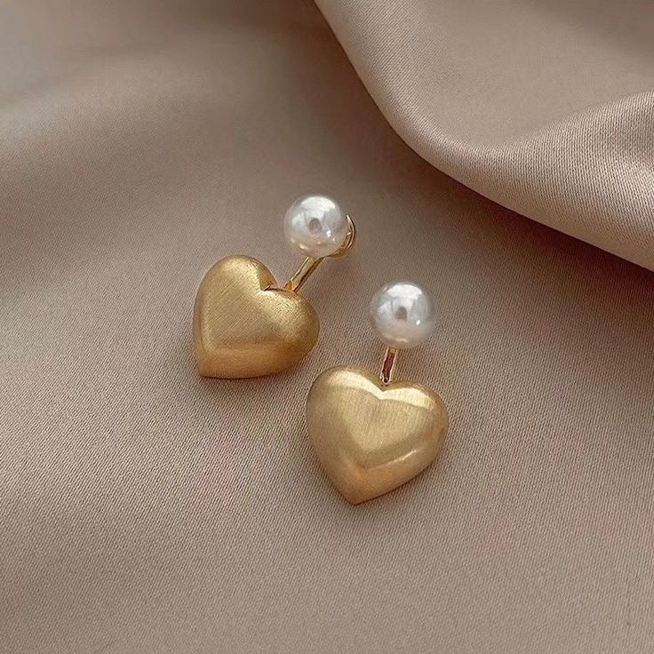 2 in 1 Golden Heart & Pearl Earrings