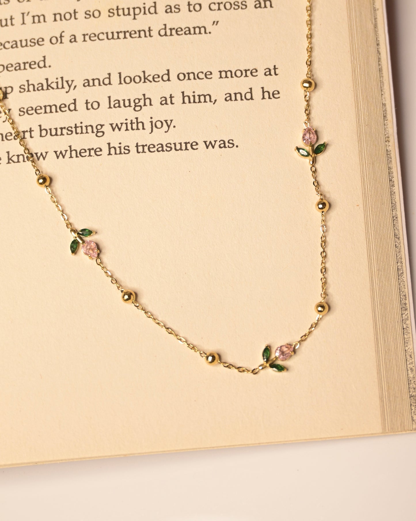 Pink Mini Tulips Anti Tarnish Necklace