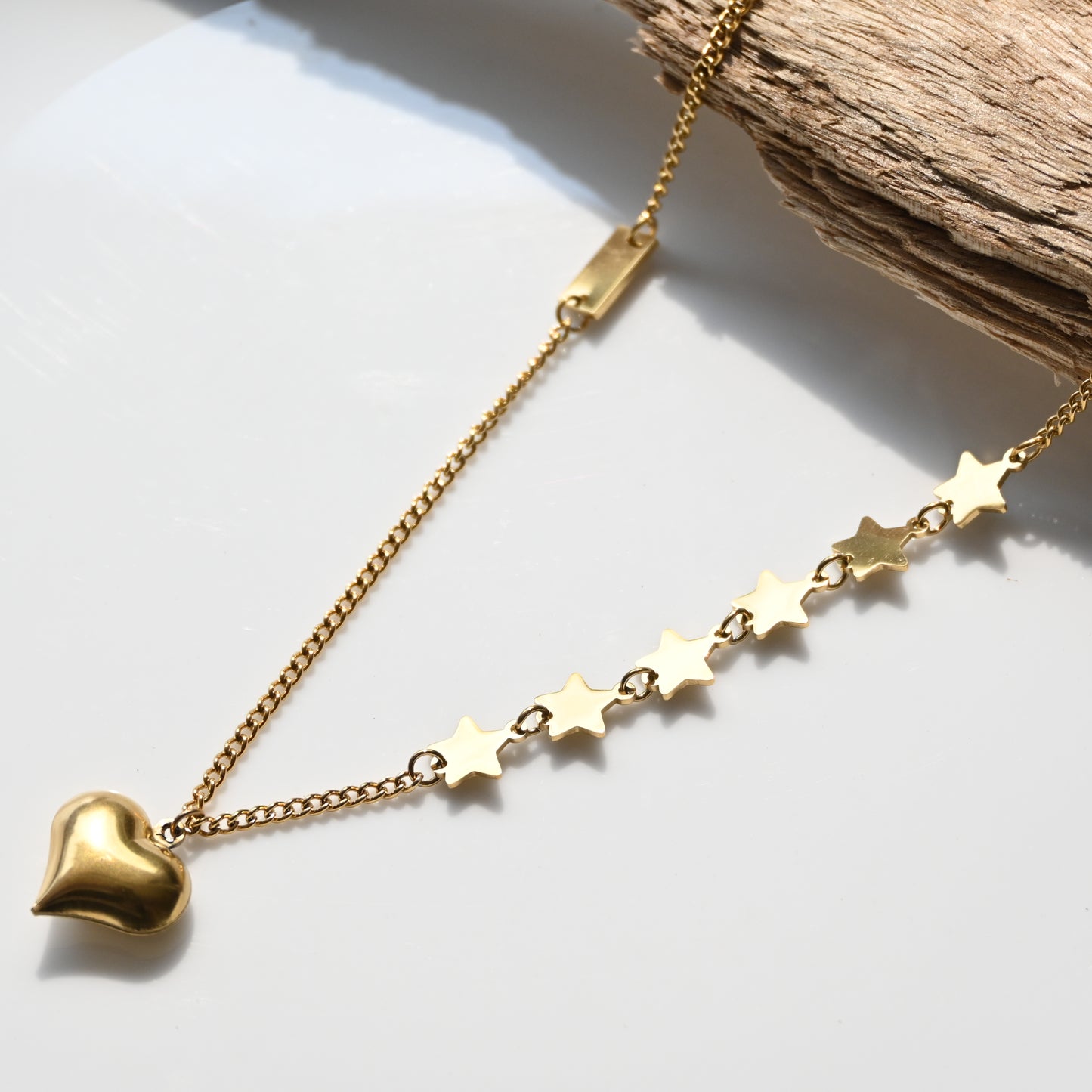 Anti Tarnish Heart Multi Star Necklace