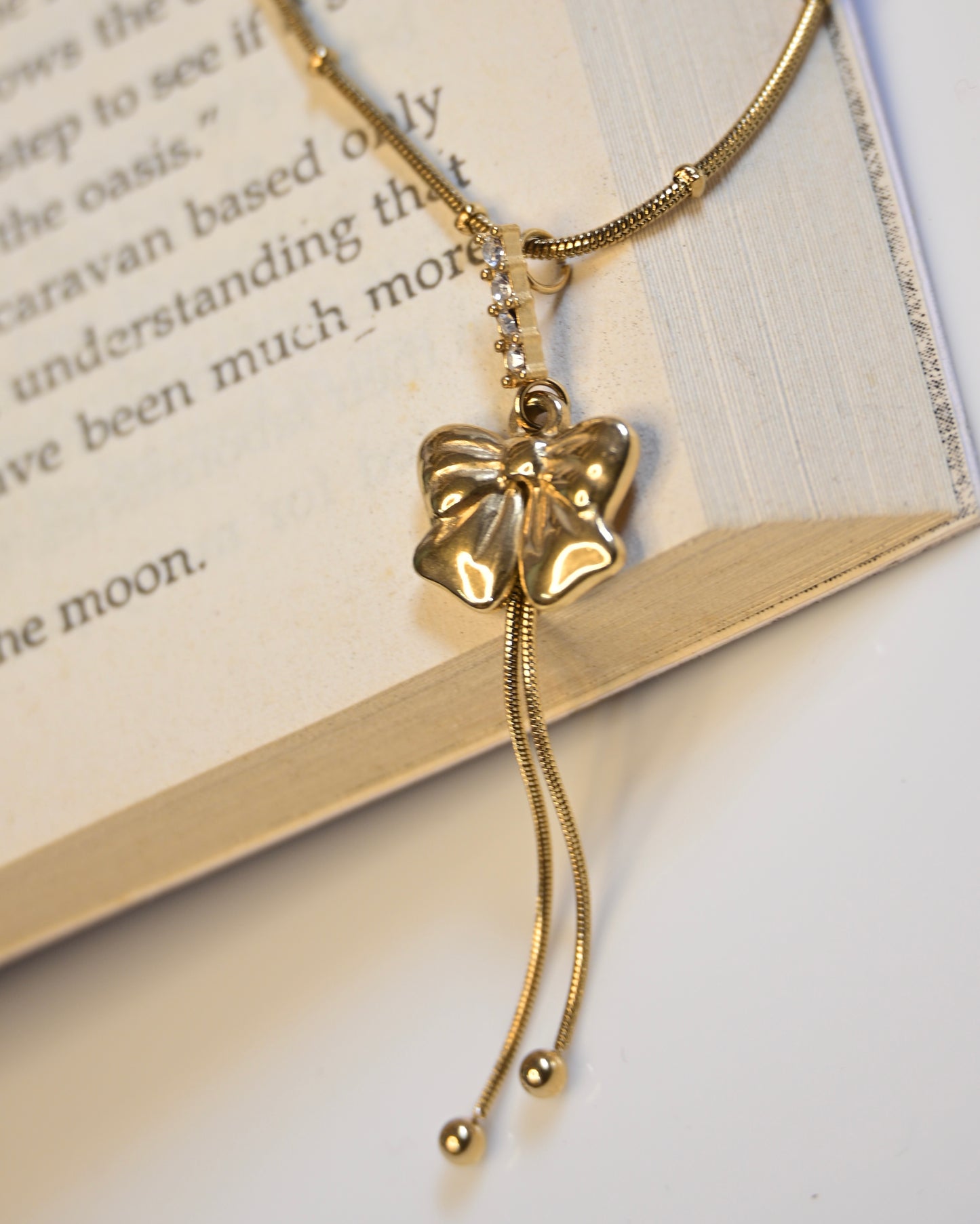 Bow and Tassel Anti Tarnish Necklace