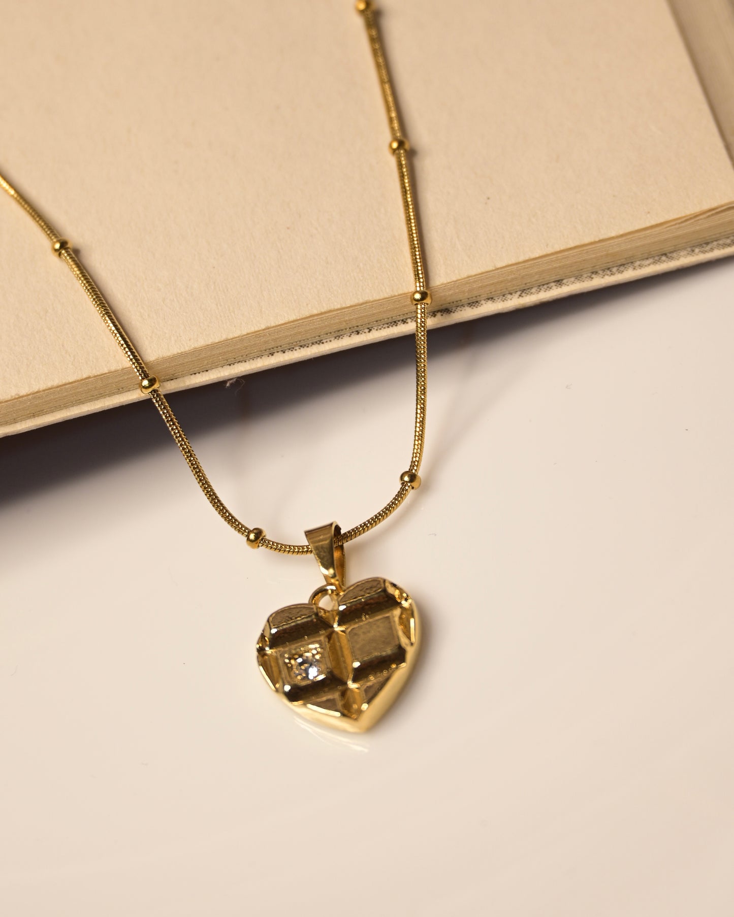 Textured Heart Anti Tarnish Necklace