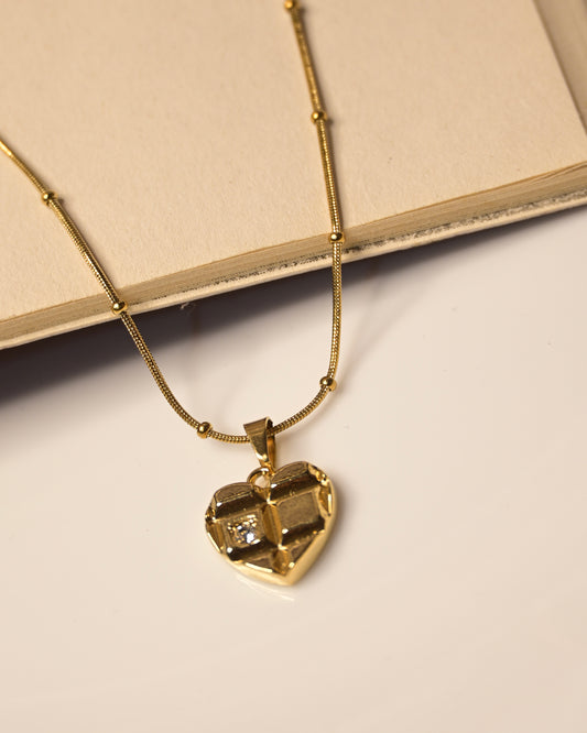 Textured Heart Anti Tarnish Necklace