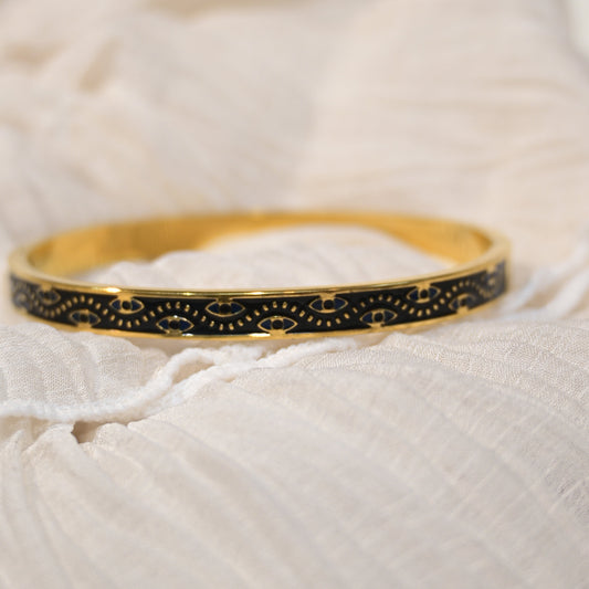 Black Enamel Anti Tarnish Kada