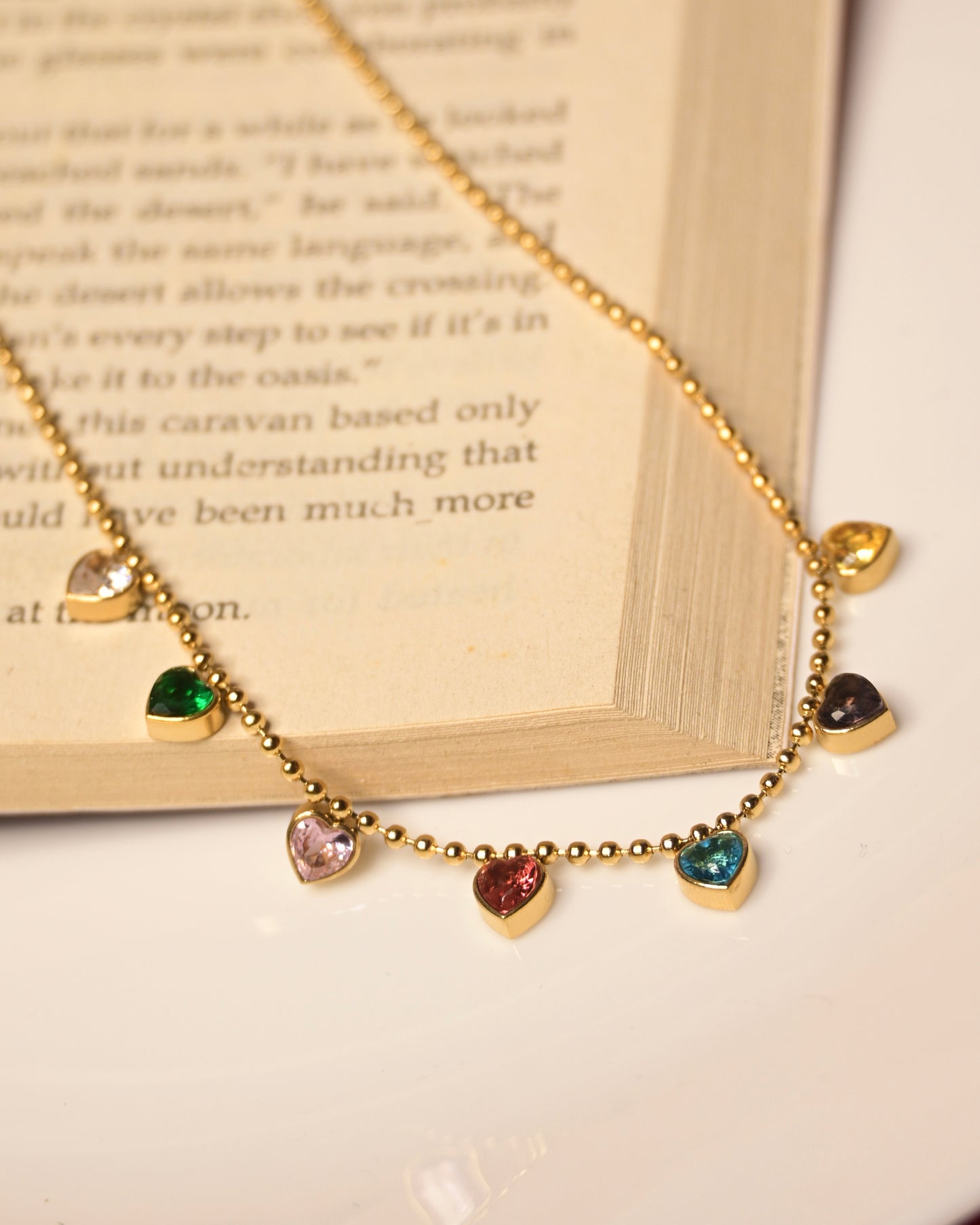 Multi Colour and Heart Anti Tarnish Necklace