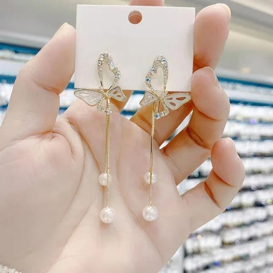 White Butterfly Earrings