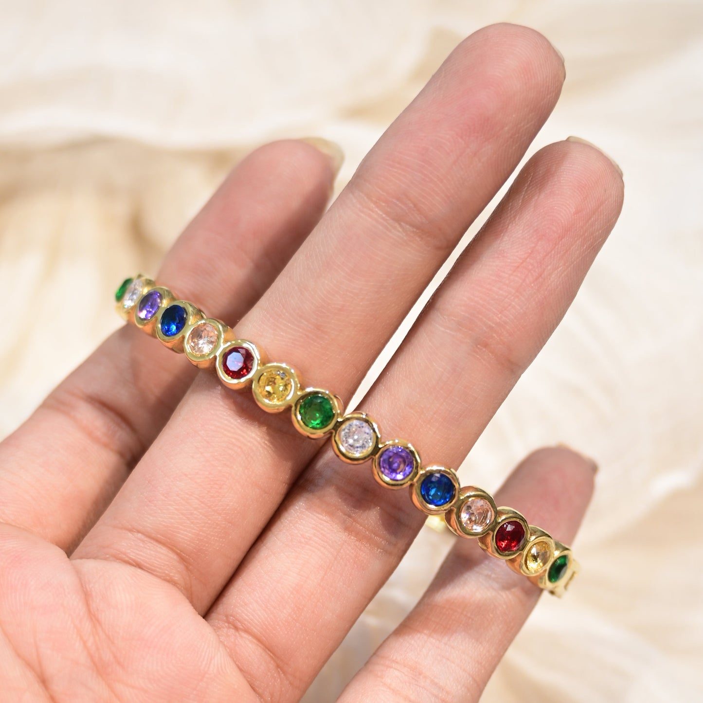 Multi Colour Studded Anti Tarnish Kada