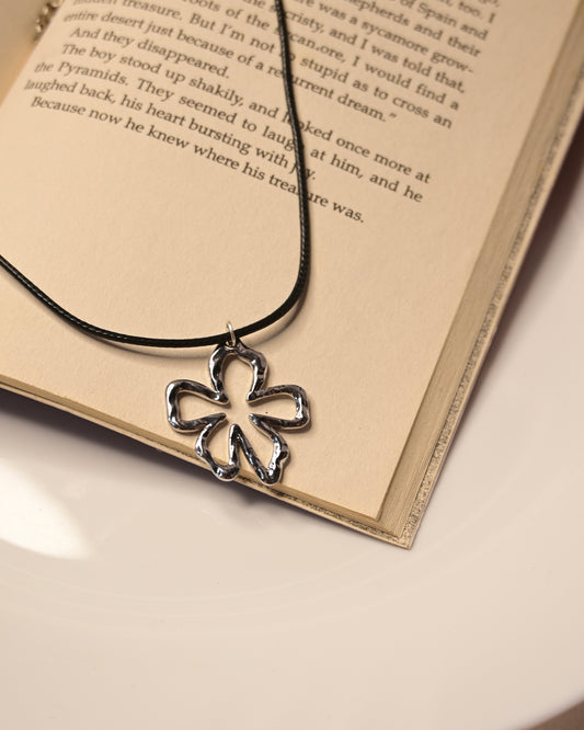 Hollow Flower Leather Cord Necklace