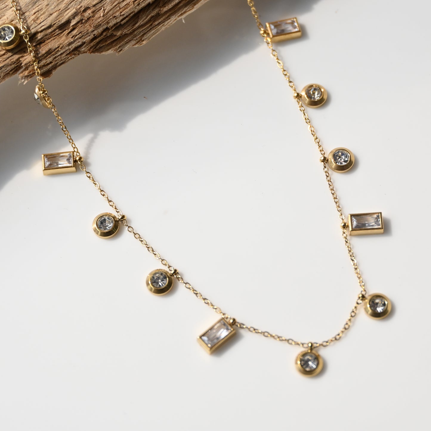 Anti Tarnish Squad Round Studded Necklace