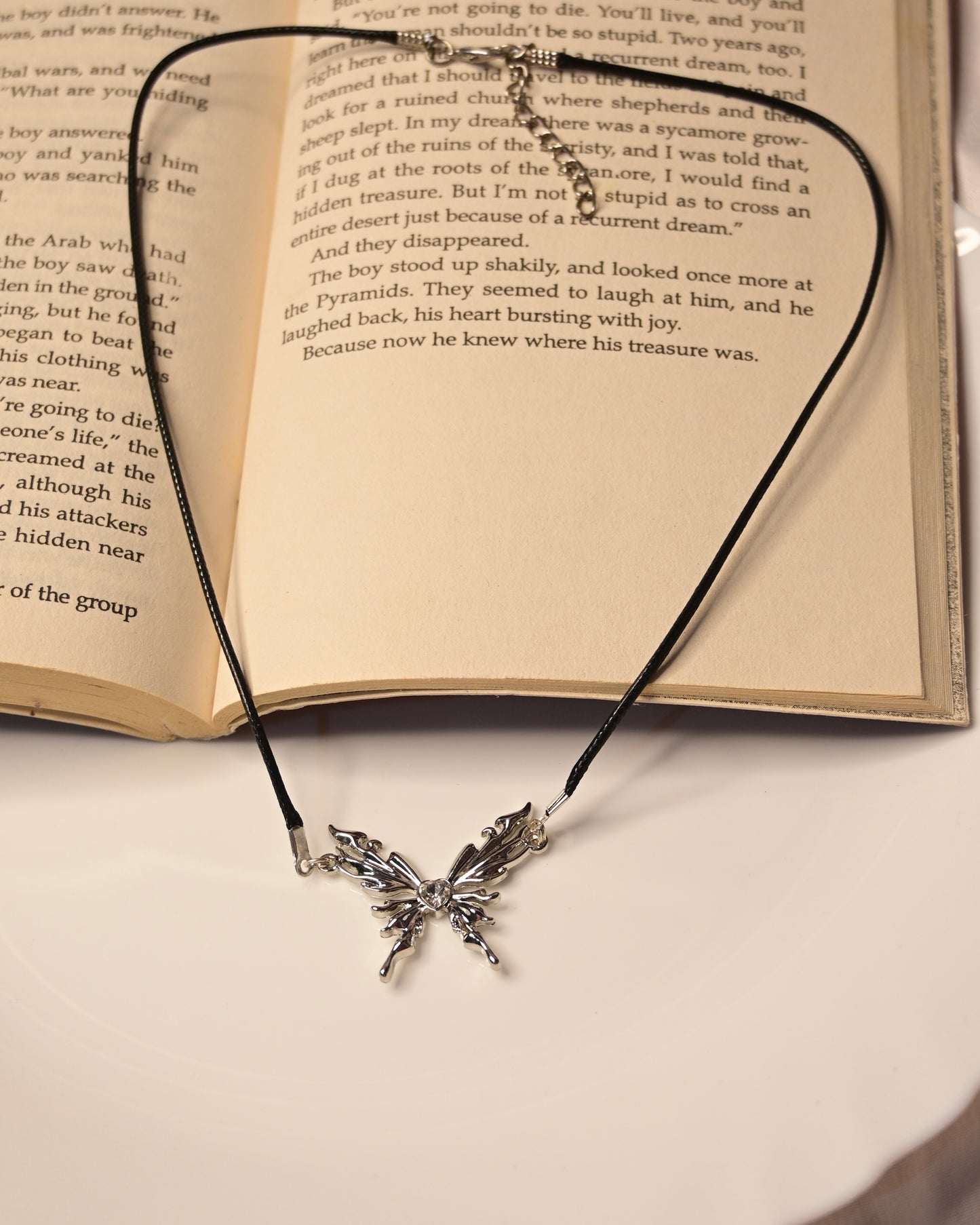 Butterfly Leather Cord Necklace