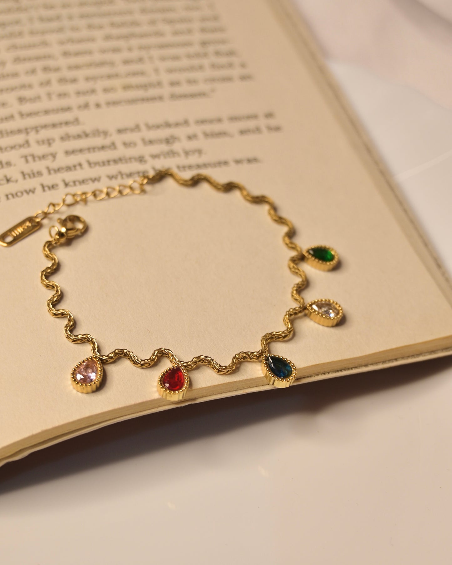 Multi Colour Drop Stone Anti Tarnish Bracelet