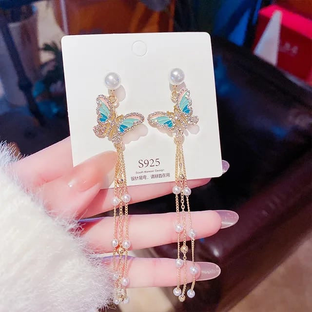 Blue Butterfly Korean Earrings