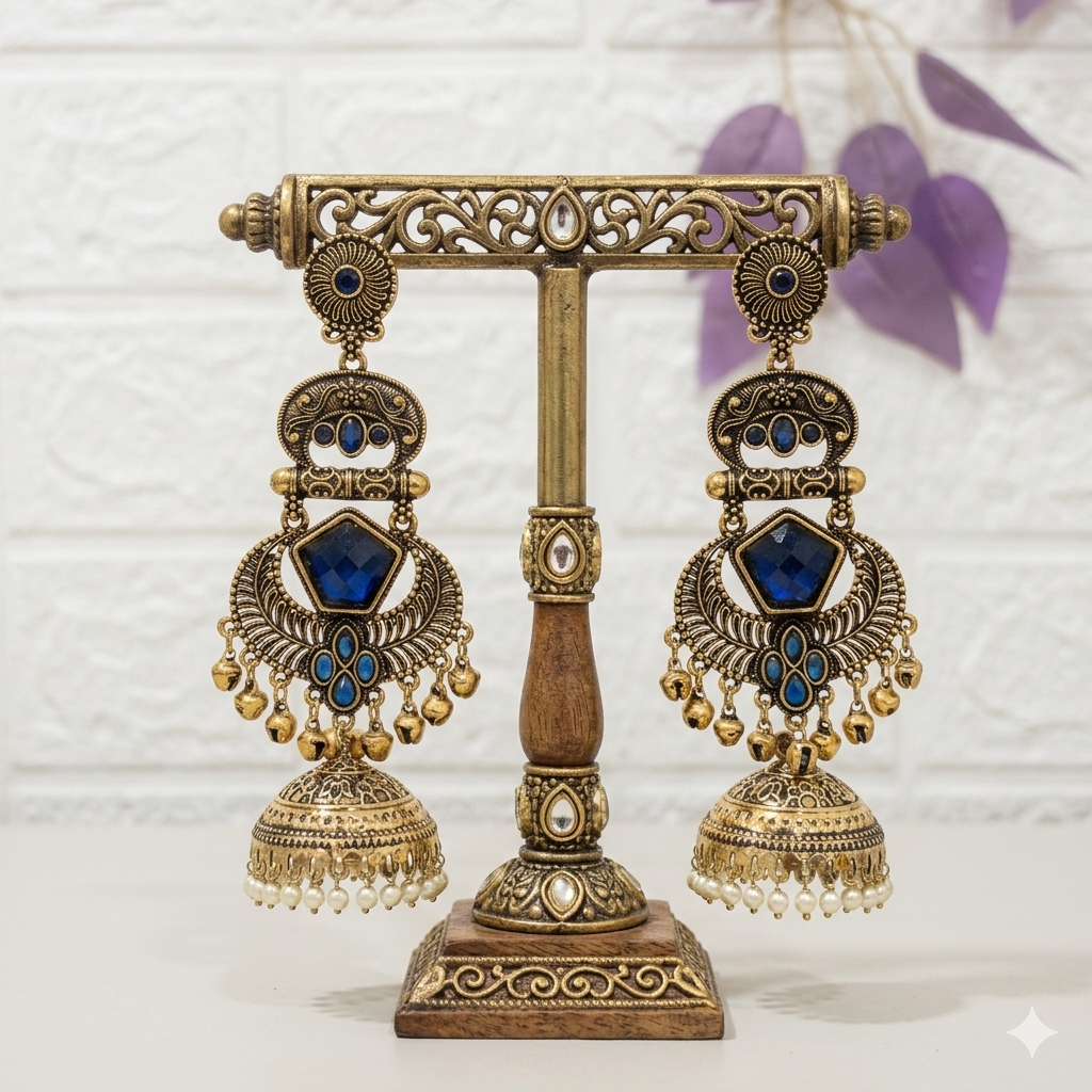 Long Blue Jhumka