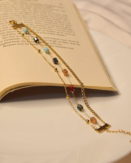 Triple Line Multi Colour Anti Tarnish Bracelet