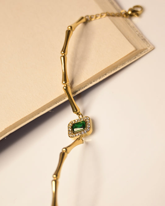 Bamboo Green Stone Bracelet