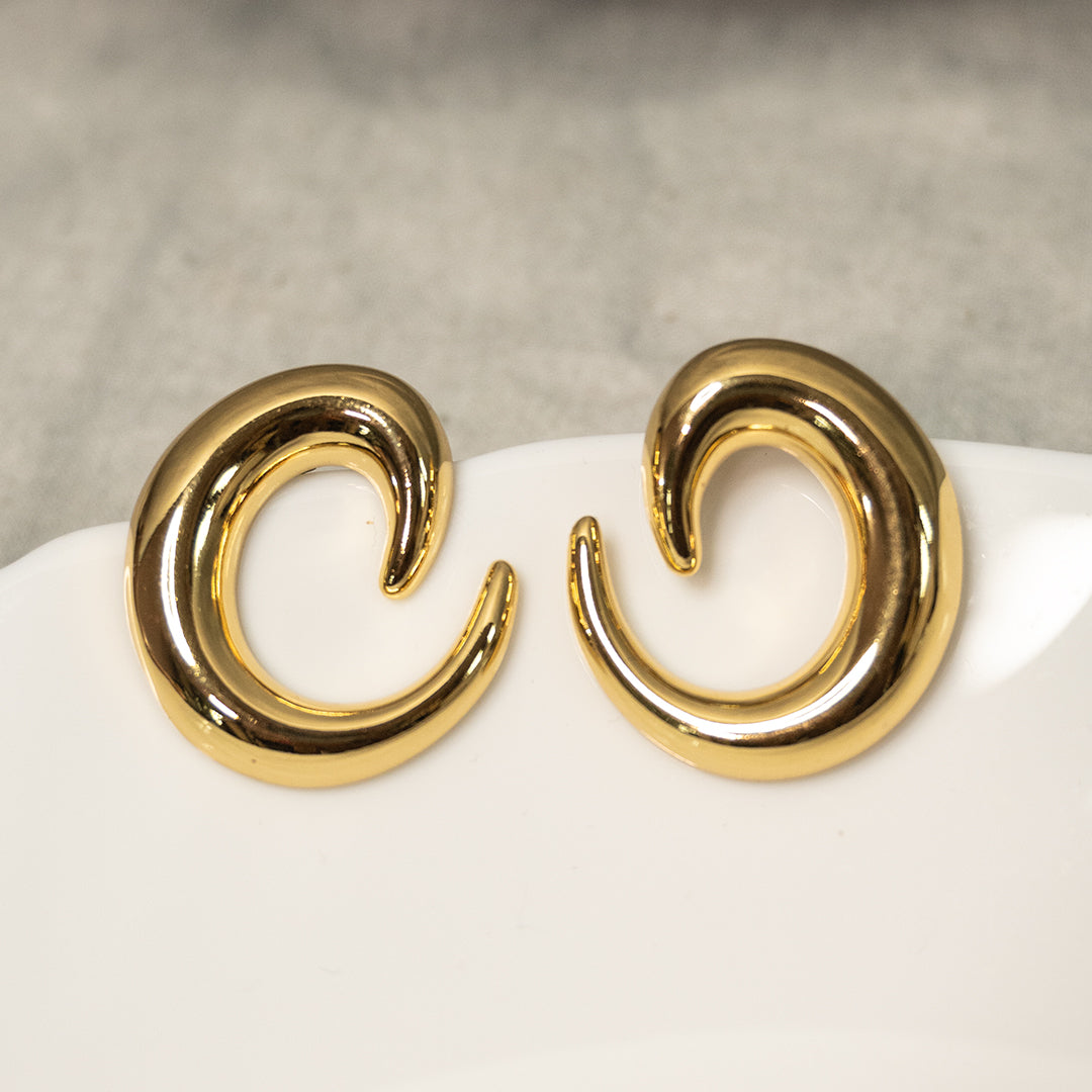 Semi Circular Anti Tarnish Earrings