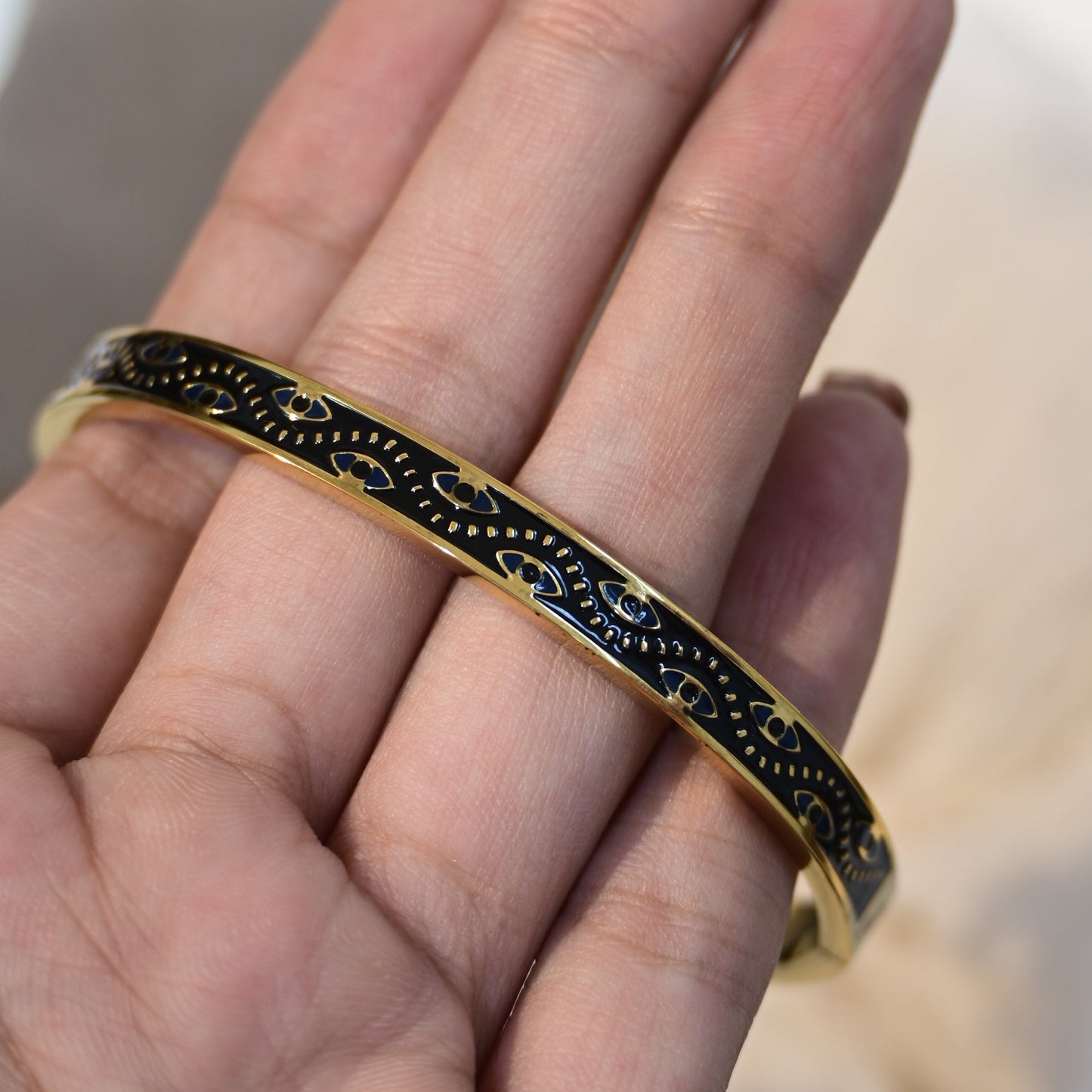 Black Enamel Anti Tarnish Kada