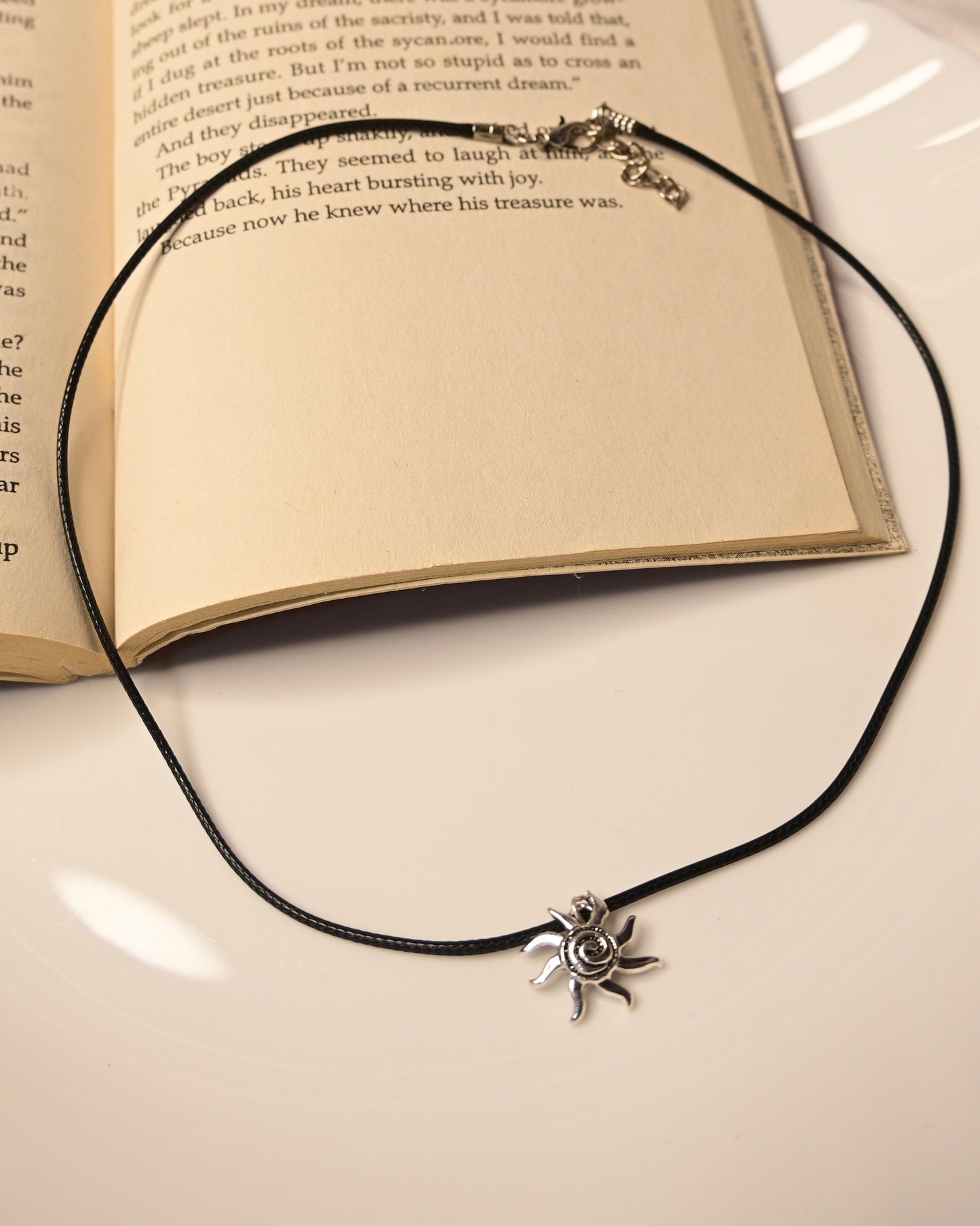 Small Sun Leather Cord Necklace