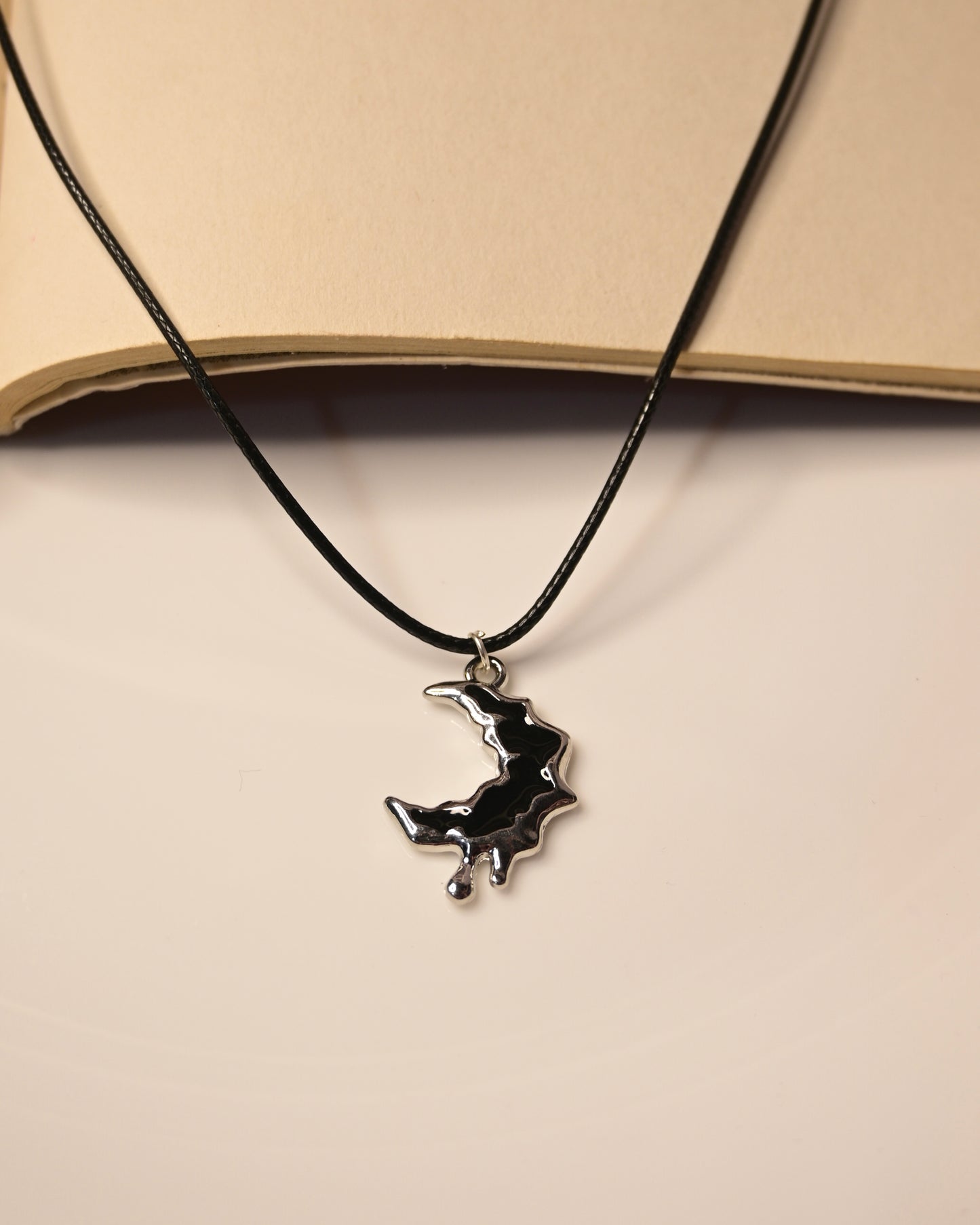 Moon Leather Cord Necklace