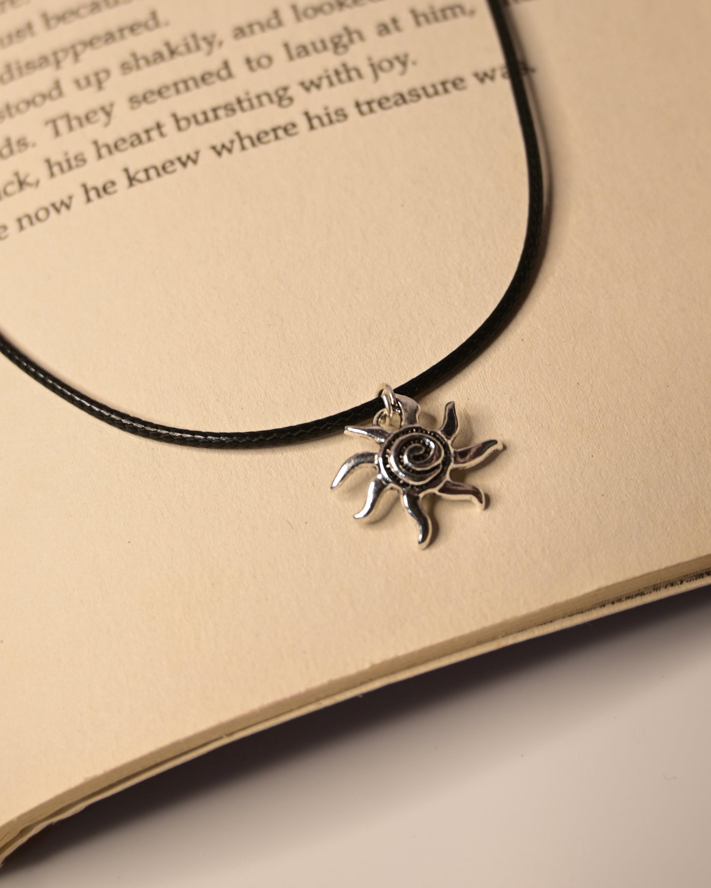 Small Sun Leather Cord Necklace