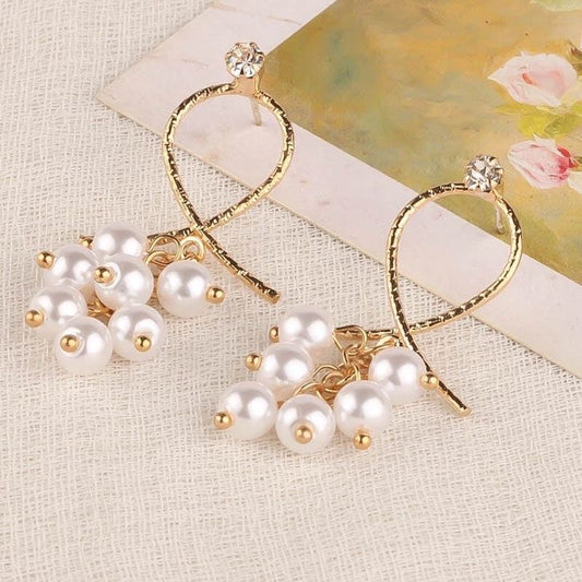 Golden Cross Pearl Danglers