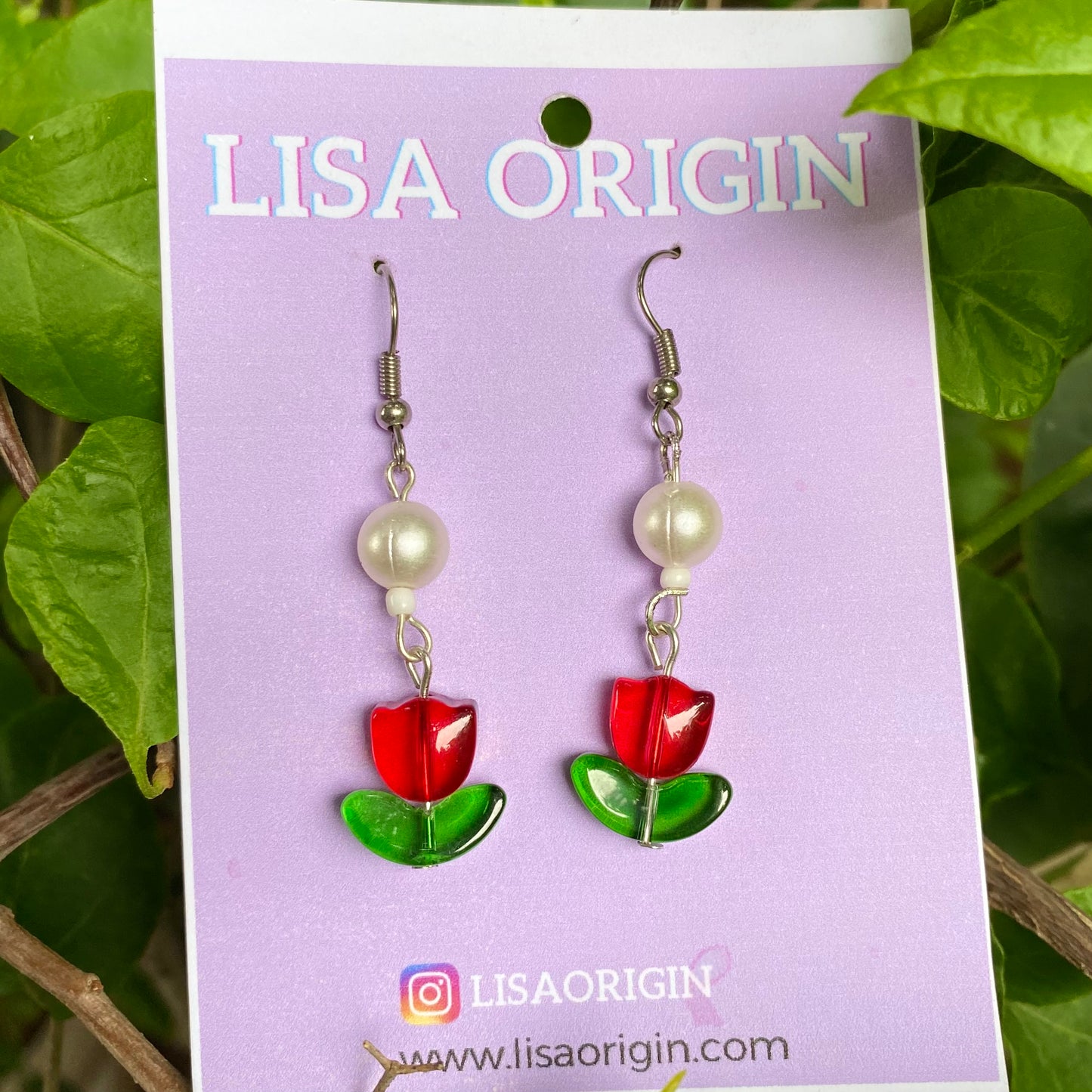 Red Tulip Earrings