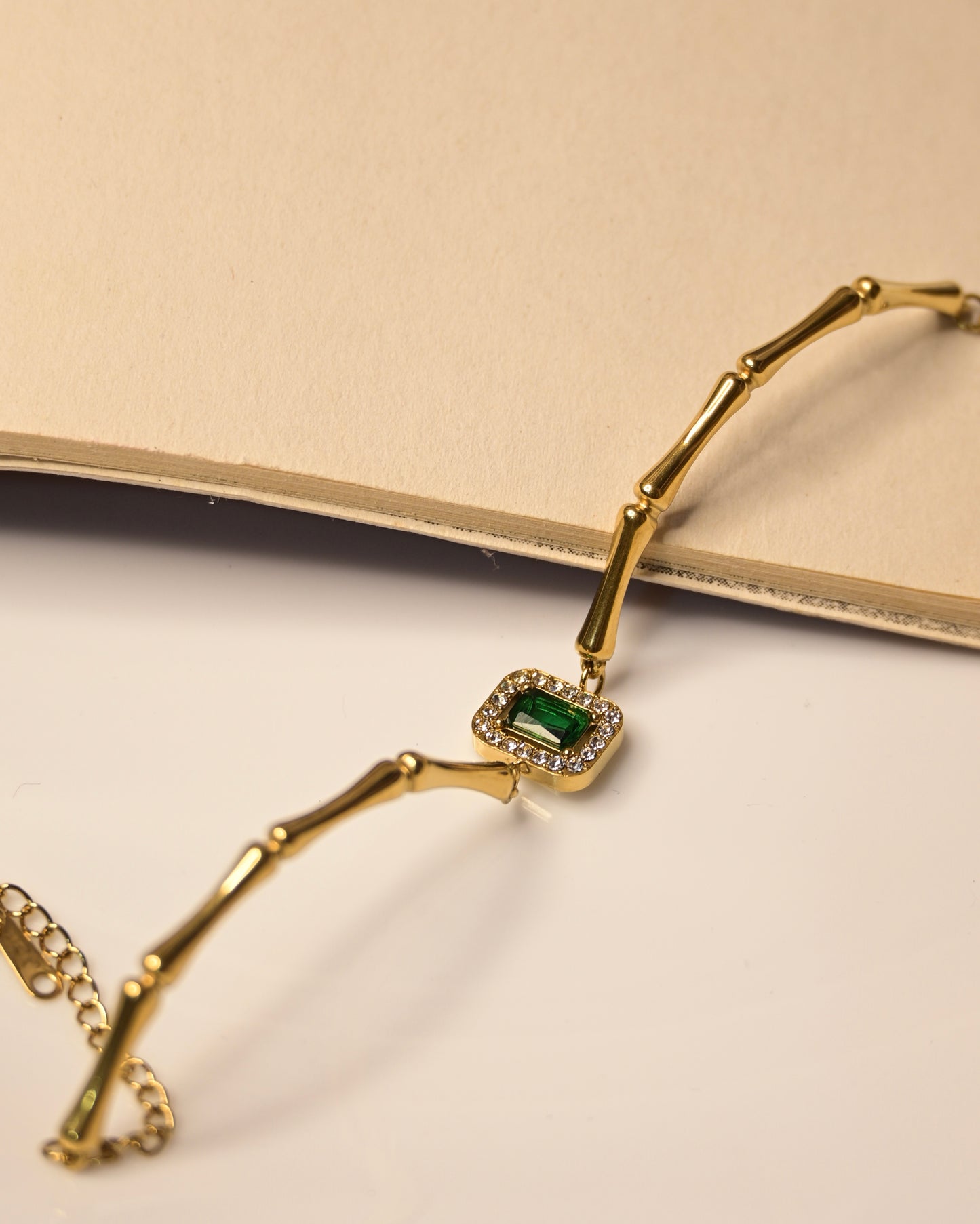 Bamboo Green Stone Bracelet