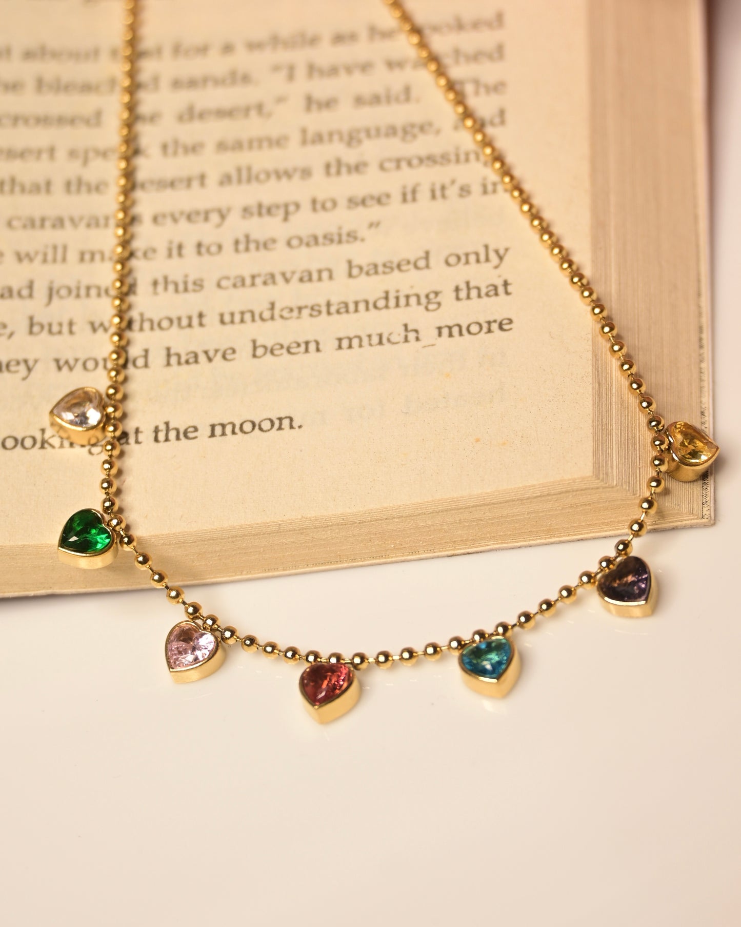Multi Colour and Heart Anti Tarnish Necklace